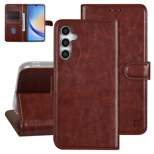 UNIQ Handytasche etui für Samsung Galaxy A34 5G Book-Case hul - Kartenhalter für 3 Karten - Magnetverschluss - Braun