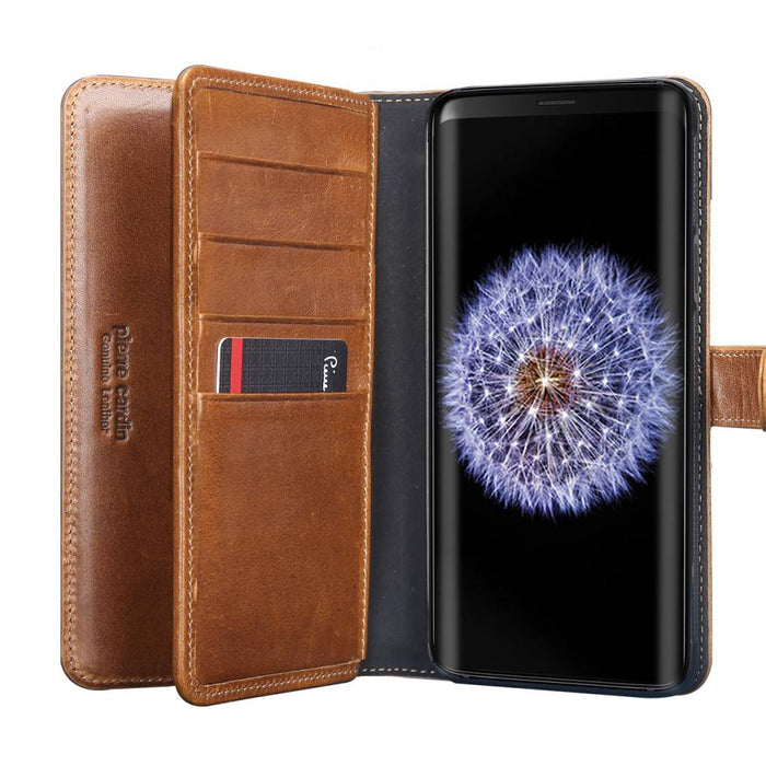 Pierre Cardin Hülle Book-Case für Galaxy S9 Plus - Braun