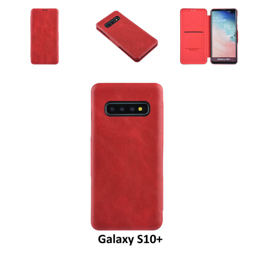 Hanytasche für Samsung Galaxy S10 Plus Kartenhalter Rot Book-Case hul -Magnetverschluss - Kunststof;TPU