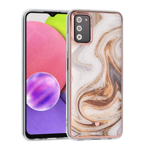 UNIQ Classic Case Etui für Samsung Galaxy A03s - Silikonhülle TPU - Marble Braun