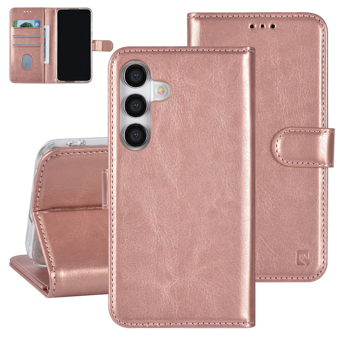 UNIQ handytasche etui für Samsung Galaxy S24 Book-Case hul - 3 pasjeshouder - Rose Gold