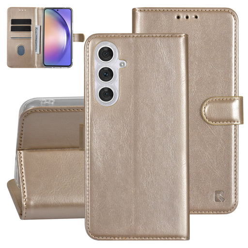 UNIQ Handytasche etui für Samsung Galaxy A54 5G Book-Case hul - Kartenhalter für 3 Karten - Magnetverschluss - Gold