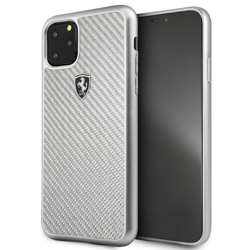 iPhone 11 Pro Hülle Ferrari Echtes Carbon fiber Hülle- Case Silber