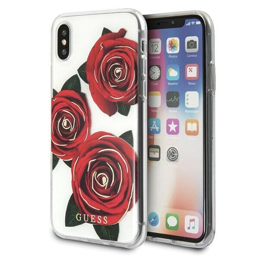 Schutzhülle Guess iPhone X transparent hard case Flower Desire rot rose