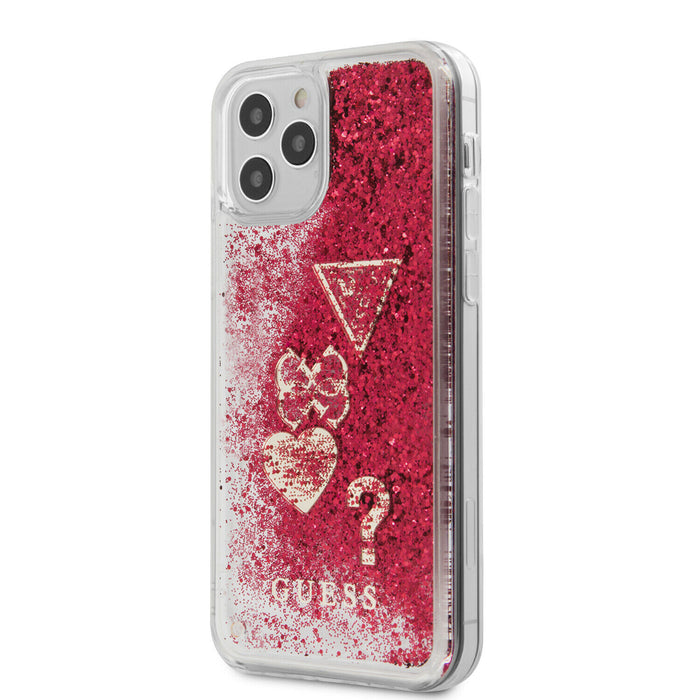 iPhone 12 mini 5.4 HandyHülle Guess Glitter Charms Cover Himbeere