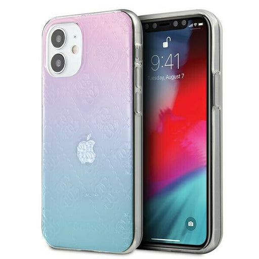 Schutzhülle Guess iPhone 12 mini 5,4"blau&pink hardcase 4G 3D Pattern Collection