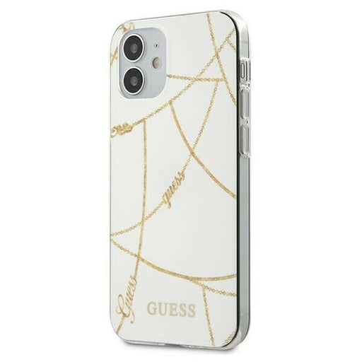Schutzhülle Guess iPhone 12 mini 5,4" /weiss hardcase Gold Chain Collection