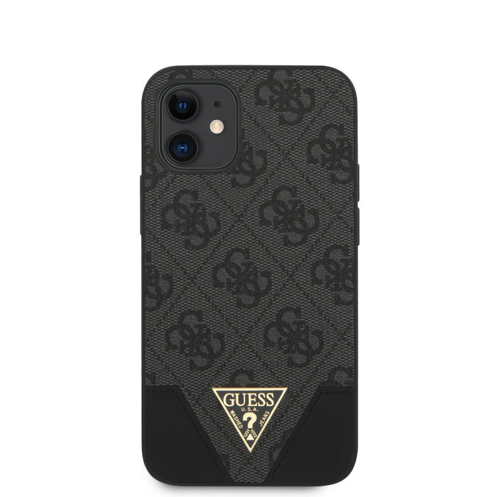 schutzhulle-guess-iphone-12-mini-5-4-grau-hardcase-4g-triangle-collection