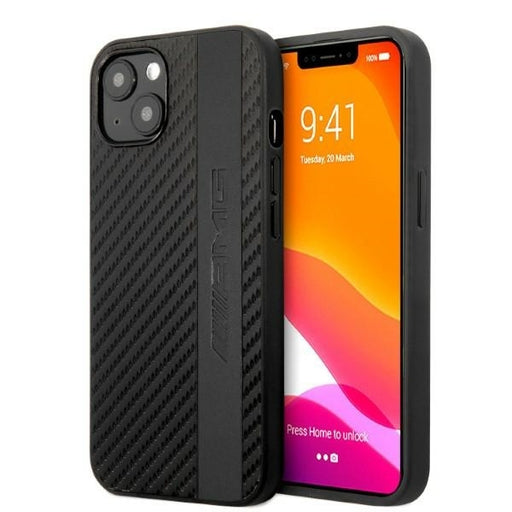 AMG Hülle für iPhone 13 6,1" /Schwarz hard Case Carbon Stripe&Embossed