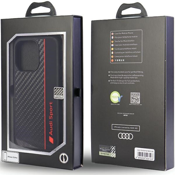 Audi Hülle Carbon Fiber Stripe iPhone 13 Pro / 13 6.1"schwarz hardcase