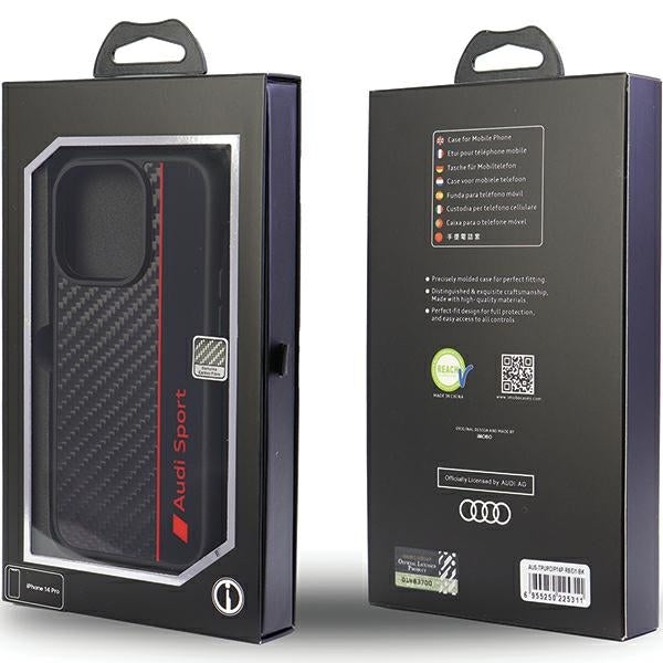 Audi Hülle Carbon Fiber Stripe iPhone 13 Pro Max 6.7"schwarz hardcase