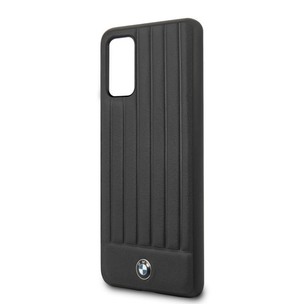 samsung-galaxy-s20-plus-hulle-bmw-stamped-lines-echtes-leder-cover-schwarz