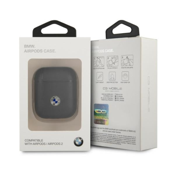 BMW Hülle für AirPods cover /schwarz Geniune leder silber Logo