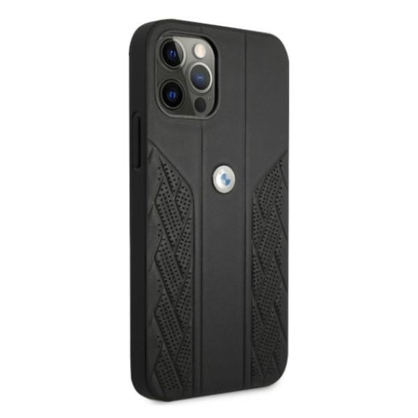 bmw-hulle-fur-iphone-12-12-pro-6-1-schwarz-hardcase-leder-curve-perforate