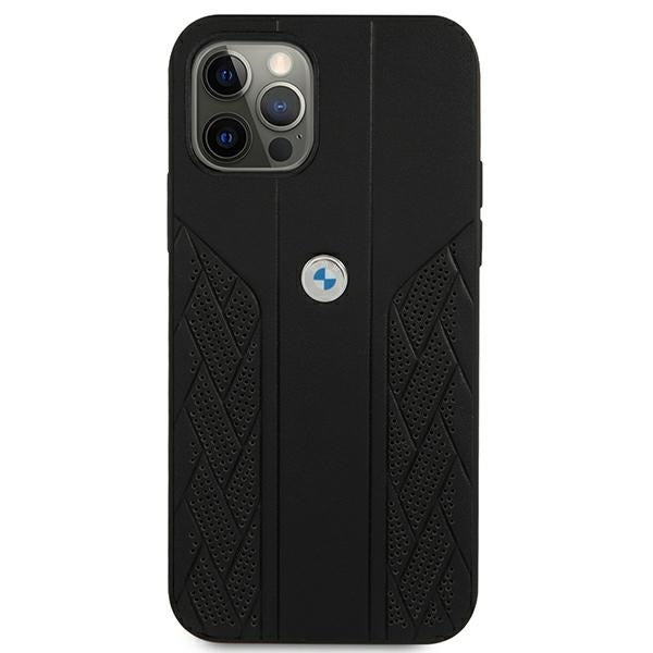BMW Hülle für iPhone 12 Pro Max 6,7" /schwarz hardCase leder Curve Perforate