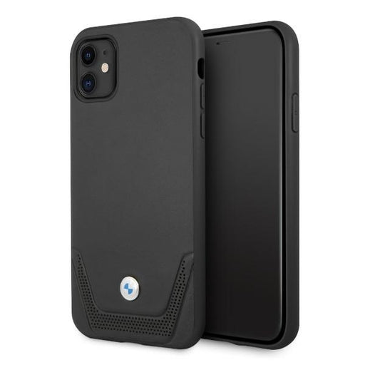 BMW Hülle für iPhone 11 6,1" / Xr /schwarz hardCase leder Perforate