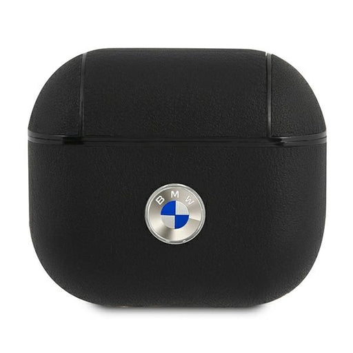 BMW Hülle für AirPods 3 cover Schwarz Leder Silver Logo
