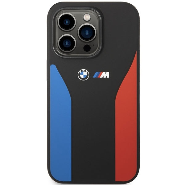 bmw-hulle-fur-iphone-14-pro-6-1-schwarz-silikon-blau-rot-stripes-m-collection