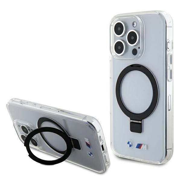 BMW Hülle für iPhone 15 Pro 6.1 Transparent hardcase Ring Stand M Collection MagSafe