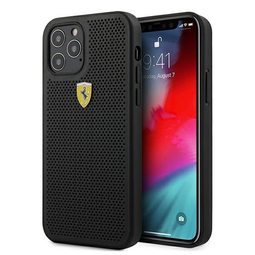 iPhone 12/12 Pro 6.1 Hülle Ferrari Off Track Perforated Cover Schwarz