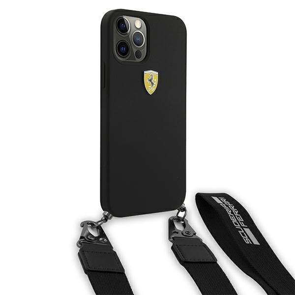 ferrari-hulle-fur-iphone-12-12-pro-6-1-schwarz-hard-case-on-track-silikon-with-strap