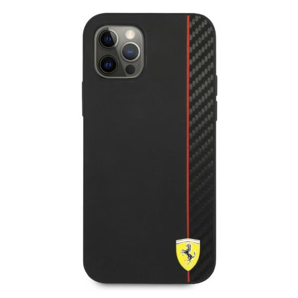 Ferrari Hülle für iPhone 12 Pro Max 6,7" /schwarz hard Case On Track Carbon Stripe