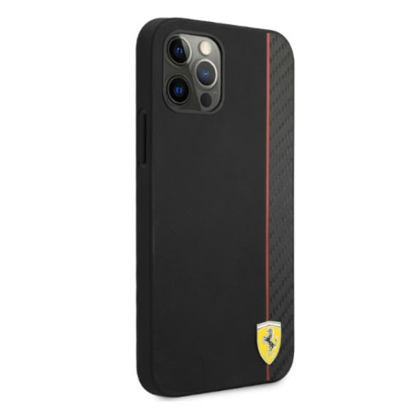 Ferrari Hülle für iPhone 12 Pro Max 6,7" /schwarz hard Case On Track Carbon Stripe