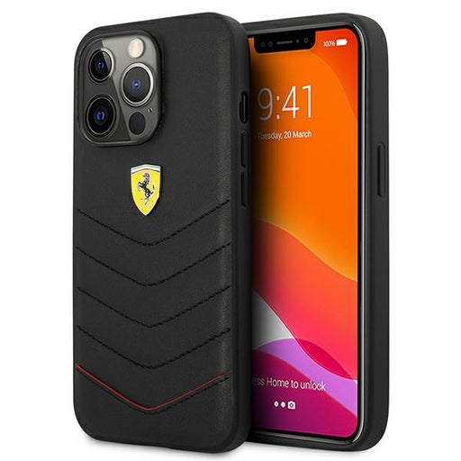 Ferrari Hülle für iPhone 13 Pro Max 6,7" /schwarz hard Case Off Track Quilted
