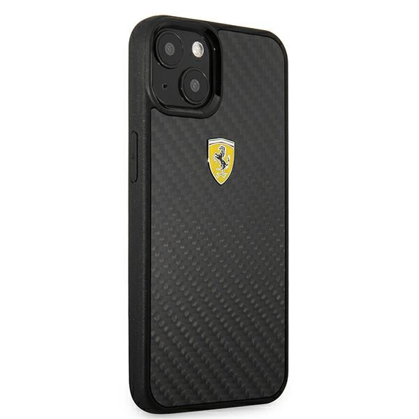 Ferrari Hülle für iPhone 13 6,1" /Schwarz hard Case On Track Real Carbon