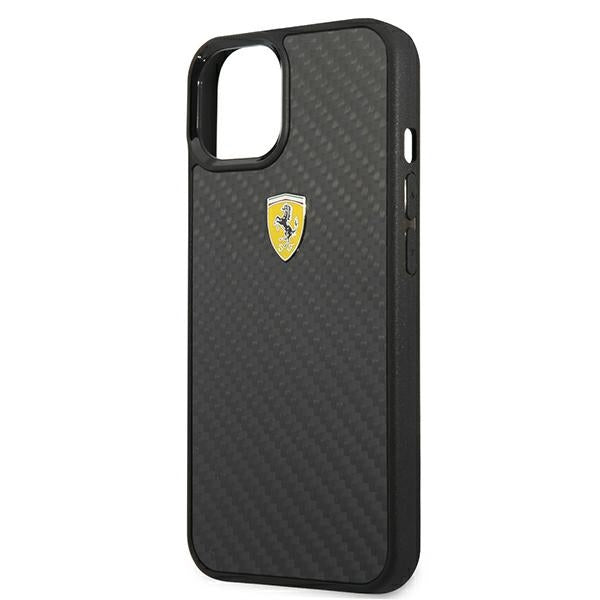 Ferrari Hülle für iPhone 13 6,1" /Schwarz hard Case On Track Real Carbon
