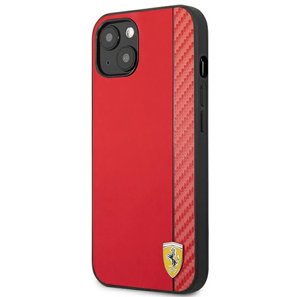Ferrari Hülle für iPhone 13 mini 5,4" /Rot hard Case On Track Carbon Stripe
