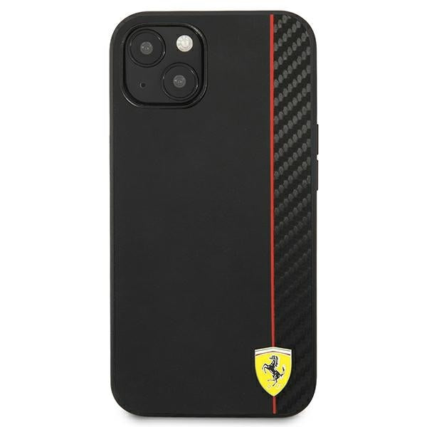 Ferrari Hülle für iPhone 13 6,1" /Schwarz hard Case On Track Carbon Stripe