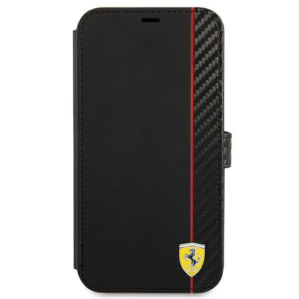 Ferrari Hülle für iPhone 13 6,1" /Schwarz book On Track Carbon Stripe