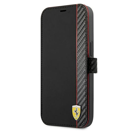 Ferrari Hülle für iPhone 13 Pro / 13 6,1" /Schwarz book On Track Carbon Stripe