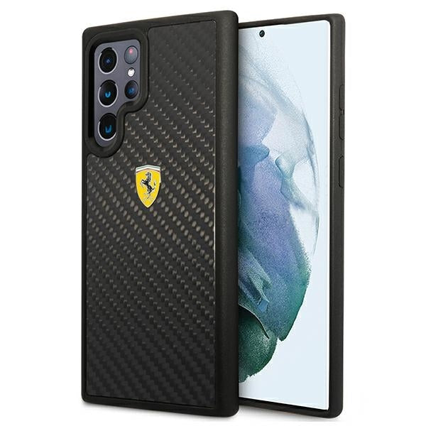 Ferrari Hülle Für Samsung S22 Ultra /schwarz Case Hülle On Track Real Carbon