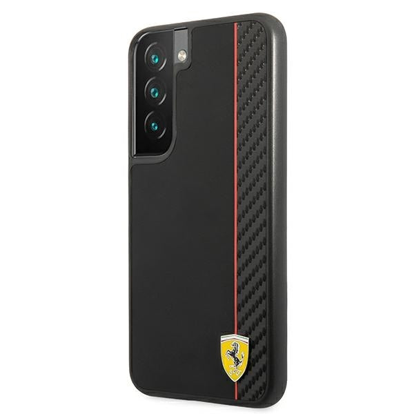 ferrari-hulle-fur-samsung-s22-s901-schwarz-case-hulle-on-track-carbon-stripe