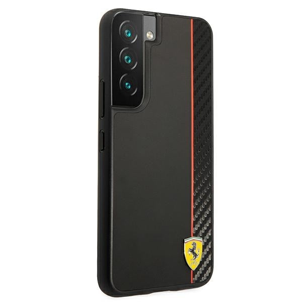 ferrari-hulle-fur-samsung-s22-s901-schwarz-case-hulle-on-track-carbon-stripe