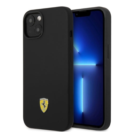 Ferrari Hülle für iPhone 14 6,1" /Schwarz hard Case Silikon Metal Logo Magsafe