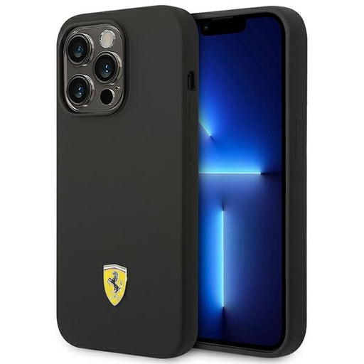Ferrari Hülle für iPhone 14 Pro 6,1" /Schwarz hard Case Silikon Metal Logo