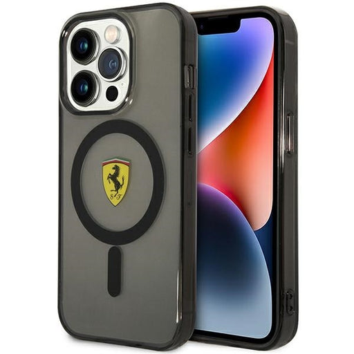 Ferrari Hülle für iPhone 14 Pro Max Schwarz hardcase Translucent Magsafe