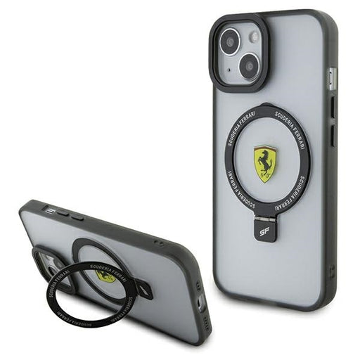 Ferrari Hülle für iPhone 15 / 14 / 13 transparent hardcase Ring Stand Collection MagSafe