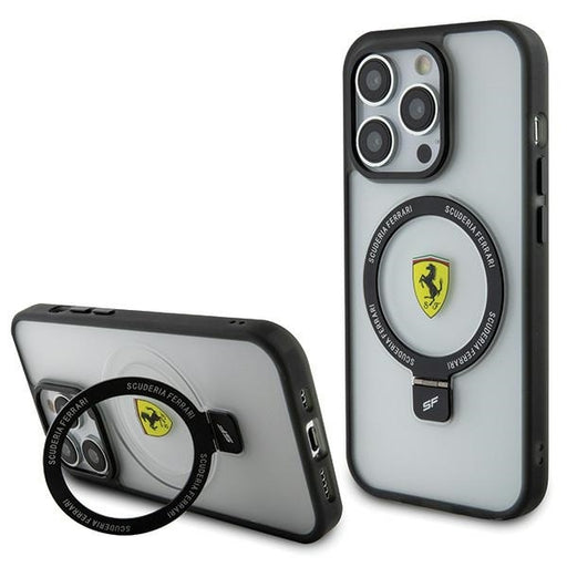 Ferrari Hülle für iPhone 15 Pro Max transparent hardcase Ring Stand 2023 Collection MagSafe