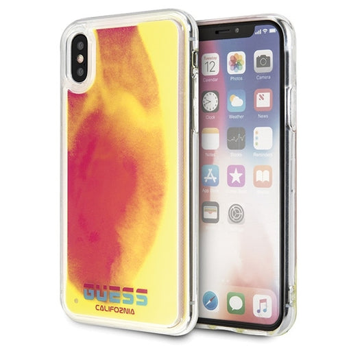 iPhone X/XS Handyhülle Guess Glow in The Dark PC/TPU Cover Sand/Rosa