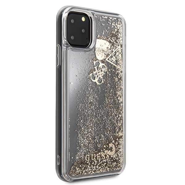 iPhone 11 Pro Max Hülle Guess Glitter Hearts Cover Gold