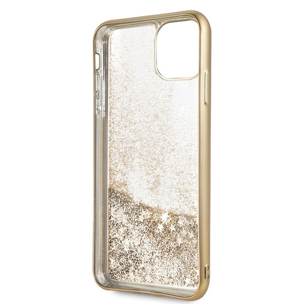 iPhone 11 Pro Max HandyHülle Guess 4G Peony Glitter Cover Gold