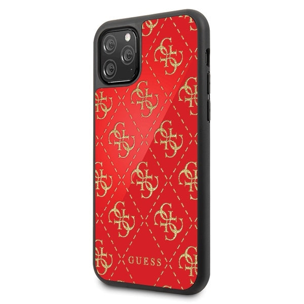 iphone-11-pro-handyhulle-guess-4g-double-layer-glitter-case-rot
