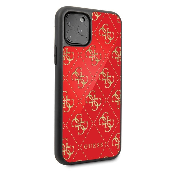 iphone-11-pro-handyhulle-guess-4g-double-layer-glitter-case-rot