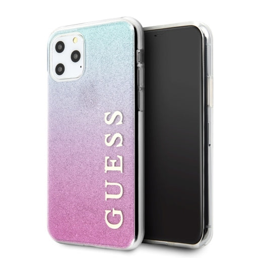 iPhone 11 Pro Max Hülle Guess Glitter Gradient Case Rosa/Blau