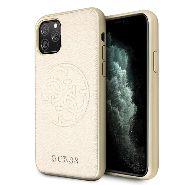 iPhone 11 Pro Max Case Hülle -Guess Saffiano -Circle Cover Gold