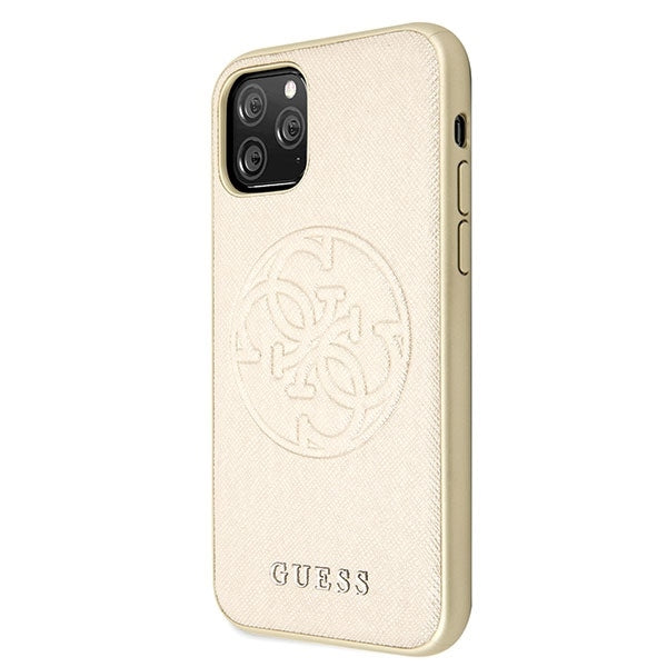 iPhone 11 Pro Max Case Hülle -Guess Saffiano -Circle Cover Gold